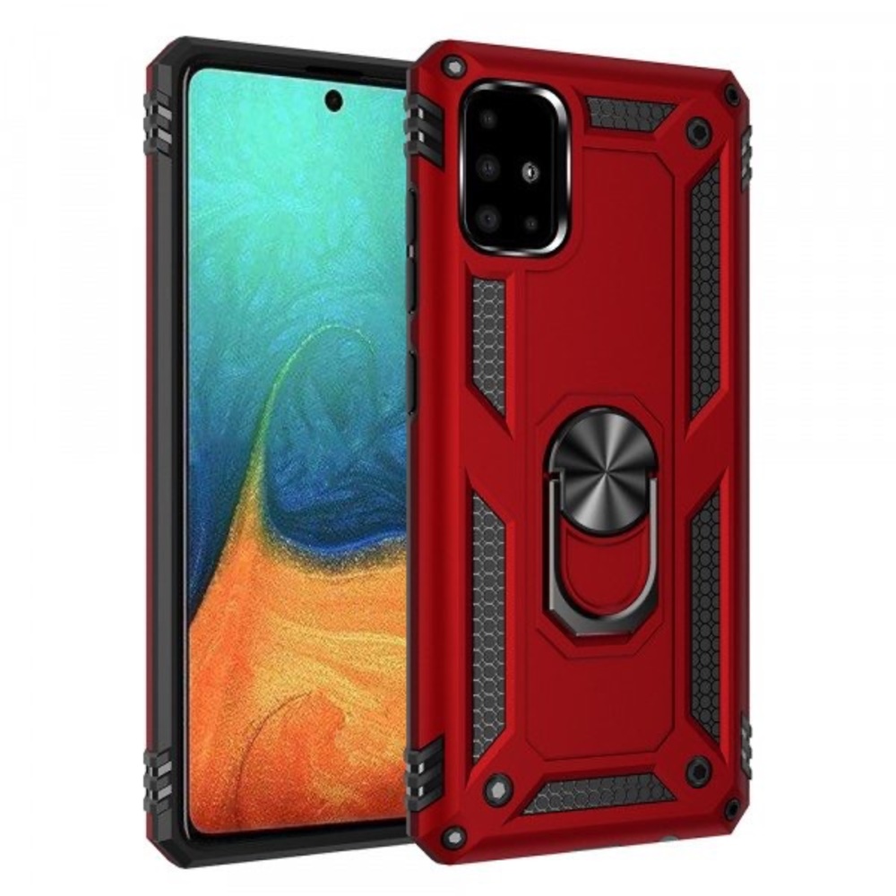 Armor Ring Stand Grip Case with Metal Plate for iPhone 12 Pro Max 6.7 inch (Red)